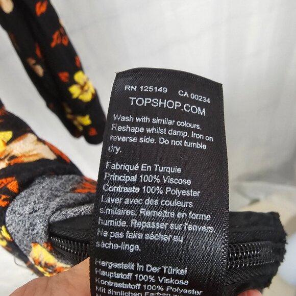 Topshop Dress Maxi Black Yellow Retro Goth Boho Floral Grunge 12 - Picture 9 of 10